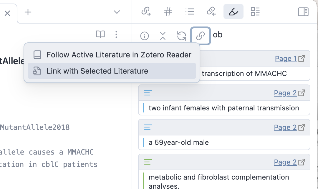 Pick Literature in Annotation View